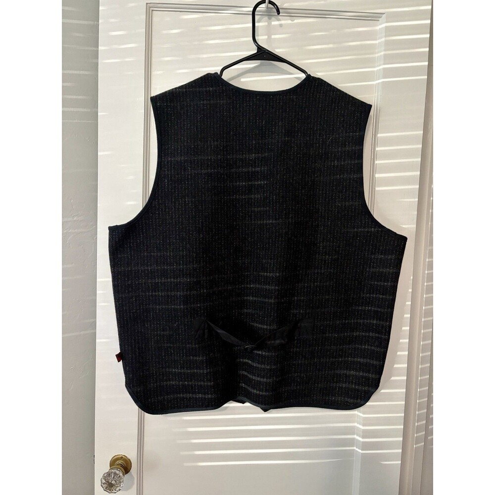Woolrich XL Wool Blend Full Zip Utility Vest Charcoal Gray Cinch Back Pockets - Picture 6 of 10